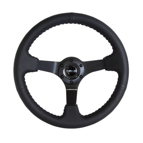 steering wheels NRG Reinforced 3-spoke leather Steering Wheel (350mm) - Black | races-shop.com