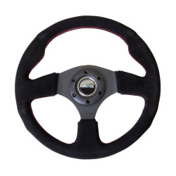 NRG RACE STYLE 3-spoke suede Steering Wheel (320mm), black/red