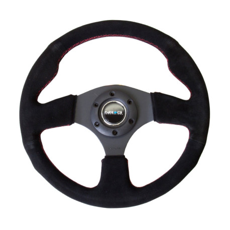 Promotions 3 spoke steering wheel NRG RACE, 320mm, suede, 25mm offset, black/grey | races-shop.com