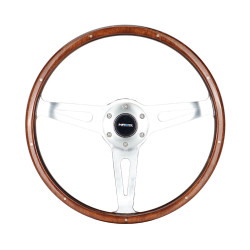 NRG Wood grain 3-spoke mahogany Steering Wheel (380mm) - Wood/Chrome