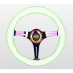 steering wheels 3 spoke steering wheel NRG Classic NEO/Glow, 350mm, wood, 38mm offset, green/neon | races-shop.com