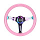 NRG Classic wood grain 3-spoke mahogany Steering Wheel (350mm) - NEO/Pink