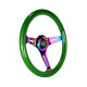 Universal quick release steering wheel hubs NRG Classic wood grain 3-spoke mahogany Steering Wheel (350mm) - NEO/Green | races-shop.com
