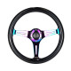 3 spoke steering wheel NRG Classic, 350mm, wood, 38mm offset, black/neon