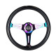 Universal quick release steering wheel hubs NRG Classic wood grain 3-spoke mahogany Steering Wheel (350mm) - NEO/Black sparkle | races-shop.com