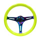 Universal quick release steering wheel hubs NRG Classic wood grain 3-spoke mahogany Steering Wheel (350mm) - NEO/Yellow | races-shop.com