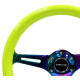 Promotions 3 spoke steering wheel NRG Classic, 350mm, wood, 38mm offset, yellow/neon | races-shop.com