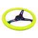 Promotions 3 spoke steering wheel NRG Classic, 350mm, wood, 38mm offset, yellow/neon | races-shop.com