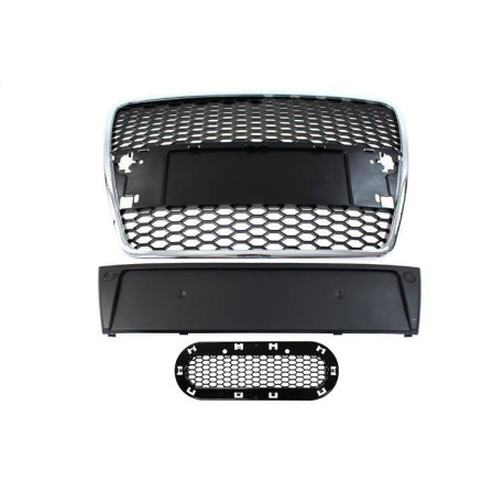 Body kit and visual accessories RACES grille for Audi A6 C6 RS-Style 04-09, chrome-black | races-shop.com