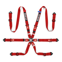 FIA 6 point sport safety belts SPARCO COMPETITION H-2 PU 2" (50mm), red
