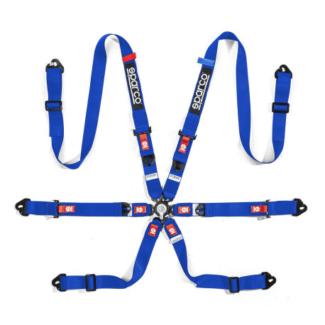 Seatbelts and accessories FIA 6 point safety belts SPARCO COMPETITION H-2 PU, blue | races-shop.com