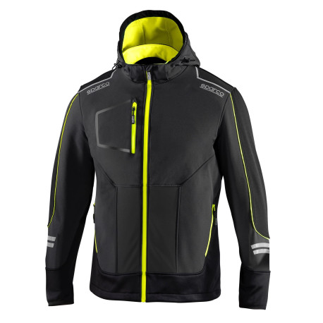 Hoodies and jackets SPARCO Men`s Technical SOFT-SHELL with Hood - grey/yellow | races-shop.com