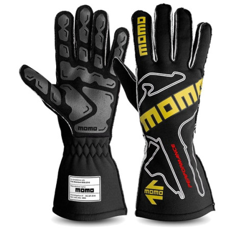 Gloves FIA race gloves MOMO PERFORMANCE (external stitching), black | races-shop.com
