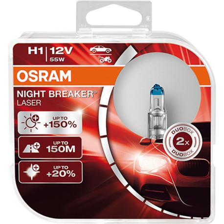Bulbs and xenon lights Osram halogen headlight lamps NIGHT BREAKER LASER H1 (2pcs) | races-shop.com