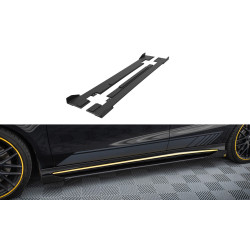 MAXTON DESIGN side skirts diffusers for Mercedes-AMG CLA 45 C117 Facelift, black + gloss flaps