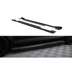 MAXTON DESIGN side skirts diffusers for Audi A7 S-Line C7, black-red + gloss flaps