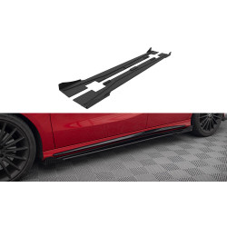 Side Skirts Diffusers Mercedes-Benz A 45 AMG W176 Facelift (Black-Red + Gloss Flaps)