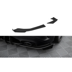 Rear Side Splitters Mercedes-AMG A35 Hatchback W177 (Black-Red + Gloss Flaps)
