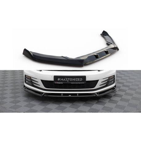 Body kit and visual accessories MAXTON DESIGN front splitter for Volkswagen Scirocco Mk3 Facelift, glossy black, V2 | races-shop.com