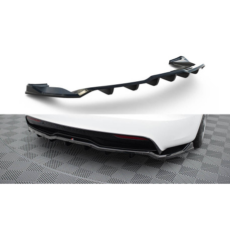 Body kit and visual accessories Central Rear Splitter (with vertical bars) V1 Tesla Model S Plaid Mk1 Facelift | races-shop.com
