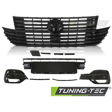 Body kit and visual accessories GRILLE W/BUMPER ELEMENT W/LOGO BASE GLOSSY BLACK fits VW T6.1 20- | races-shop.com