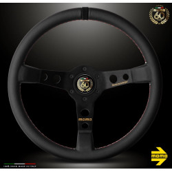 3 spoke steering wheel MOMO MOD. 07 ANNIVERSARIO, 350mm, leather, 72mm offset, black