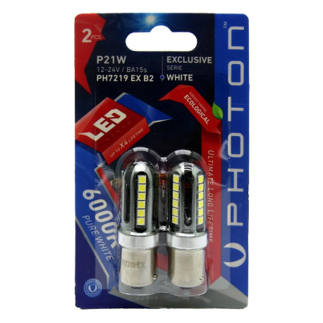 Bulbs and xenon lights PHOTON LED EXCLUSIVE SERIES P21W car light bulb 12-24V 21W BA15s CAN (2pcs) | races-shop.com