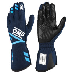 FIA race gloves OMP ONE EVO FX (external stitching), blue/cyan