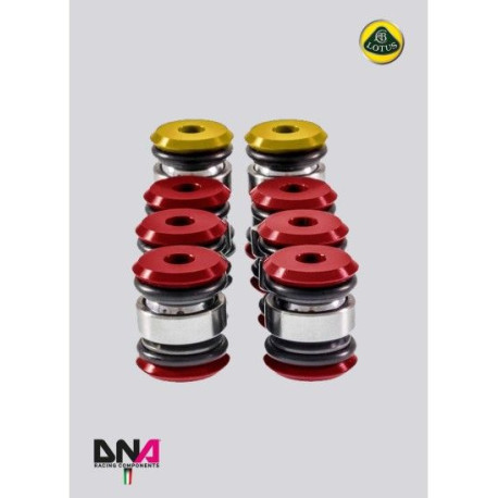 Hard bushings DNA RACING front upper and rear lower suspension arms partial kit for LOTUS ELISE L4 TOYOTA (2004 -) | races-shop.com