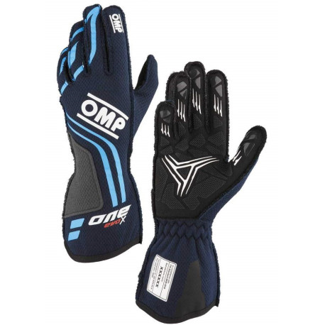Gloves FIA race gloves OMP ONE EVO X (external stitching), navy blue | races-shop.com