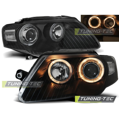 Lighting HEADLIGHTS ANGEL EYES BLACK fits VW PASSAT B6 3C 03.05-10 | races-shop.com