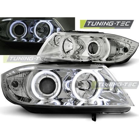 Lighting HEADLIGHTS ANGEL EYES CCFL CHROME fits BMW E90/E91 03.05-08.08 | races-shop.com