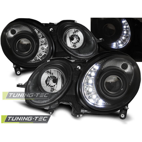 Lighting HEADLIGHTS DAYLIGHT BLACK fits MERCEDES W211 E-KLASA 05.06-09 | races-shop.com