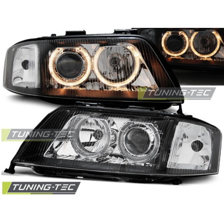 Lighting HEADLIGHTS ANGEL EYES BLACK fits AUDI A6 05.97-09.99 | races-shop.com