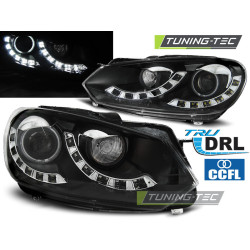 HEADLIGHTS DUAL TRUE DRL BLACK fits VW GOLF 6 10.08-12