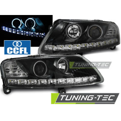 HEADLIGHTS ANGEL EYES LED BLACK fits AUDI A6 C6 04.04-08