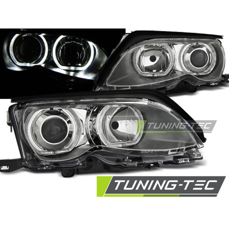 Lighting HEADLIGHTS ANGEL EYES LED CHROME fits BMW E46 09.01-03.05 | races-shop.com