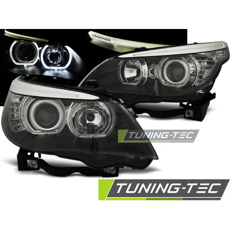 Lighting HEADLIGHTS ANGEL EYES LED BLACK fits BMW E60/E61 03-07 | races-shop.com