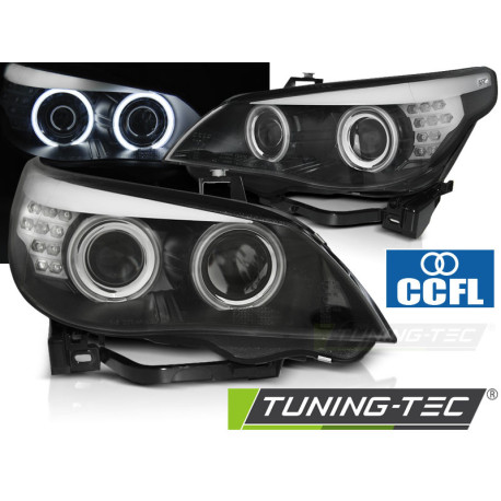 Lighting HEADLIGHTS ANGEL EYES CCFL BLACK LED INDICATOR fits BMW E60/E61 03-07 | races-shop.com