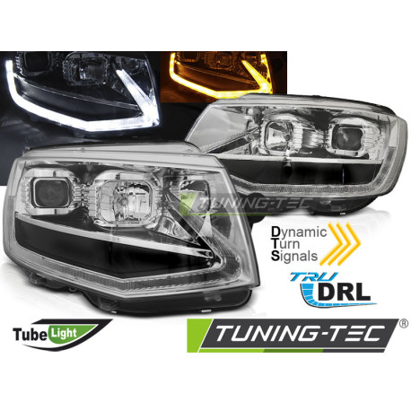 Lighting HEADLIGHTS TUBE LIGHT CHROME DRL SEQ fits VW T6 15-19 | races-shop.com