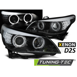 XENON D2S HEADLIGHTS ANGEL EYES BLACK LED INDICATOR fits BMW E60/E61 03-04