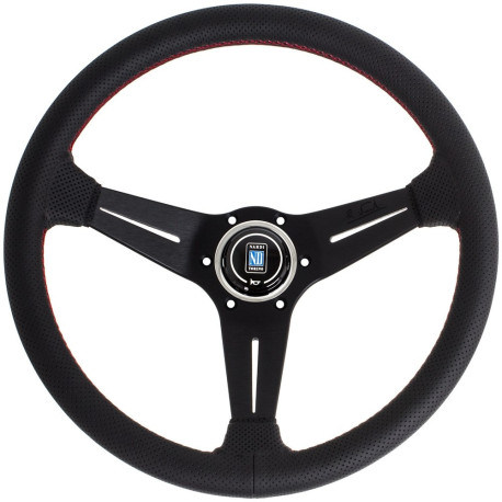 steering wheels 3 spoke steering wheel Nardi Deep Corn, 350mm, leather, 80mm offset, black | races-shop.com