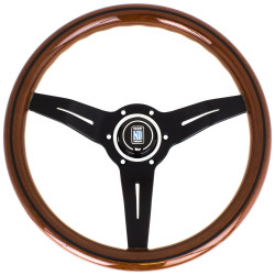 3 spoke steering wheel Nardi Deep Corn, 330mm, wood, 50mm offset, brown/black