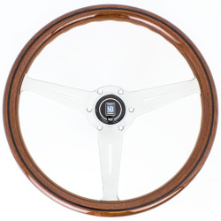 3 spoke steering wheel Nardi Classic ND36 Inlay, 360mm, wood, 40mm offset, brown/silver/black