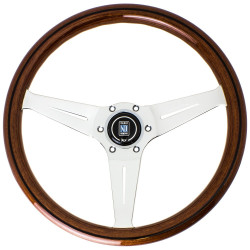 Nardi Deep Corn Steering Wheel, Wood, 75mm Dish, 350mm, chrome spokes