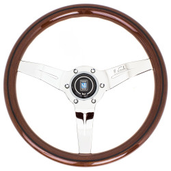 Nardi Deep Corn Steering Wheel, Wood, 50mm Dish, 330mm, chrome spokes
