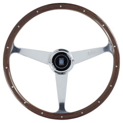 3 spoke steering wheel Nardi Anni 50, 380mm, wood, 45mm offset, brown/chrome