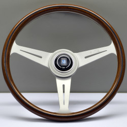 3 spoke steering wheel Nardi Classic ND36, 360mm, wood, large hub, 40mm offset, brown/silver