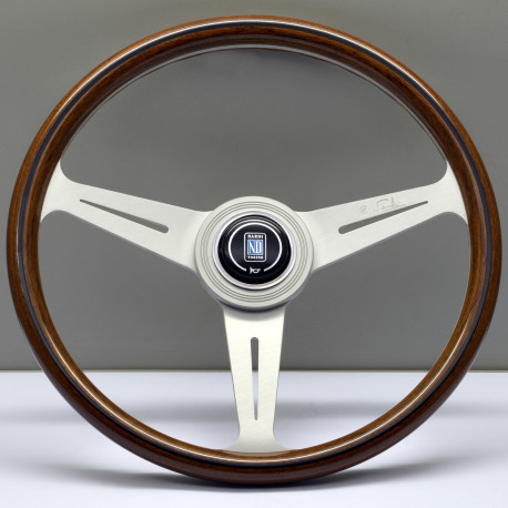 steering wheels 3 spoke steering wheel Nardi Classic ND36, 360mm, wood, large hub, 40mm offset, brown/silver | races-shop.com
