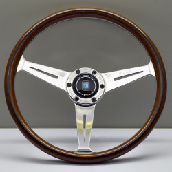 3 spoke steering wheel Nardi Classic ND36, 360mm, wood, 40mm offset, brown/chrome
